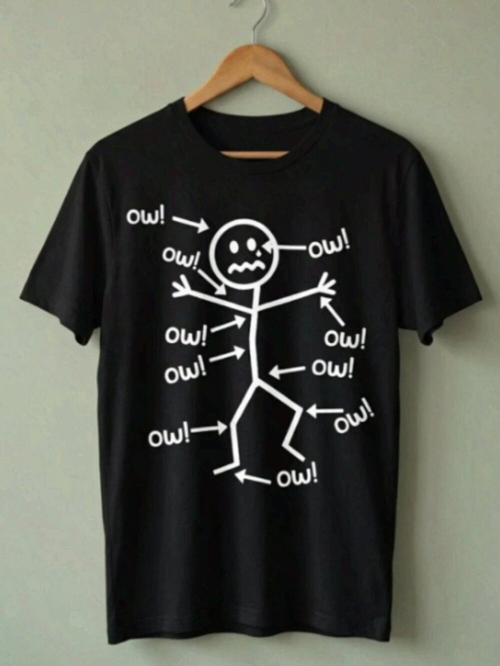 Funny Chronic Pain Stick Figure Meme Graphic Tee Black Humor Shirt